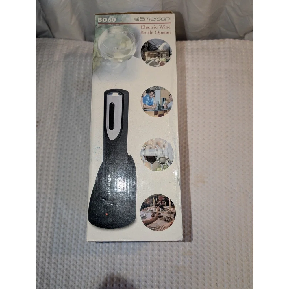 Emerson Electric Wine Bottle Opener with Foil Cutter in Black B060 Cordless NEW